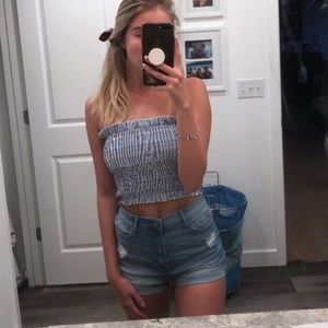 Blue and White Tube Top